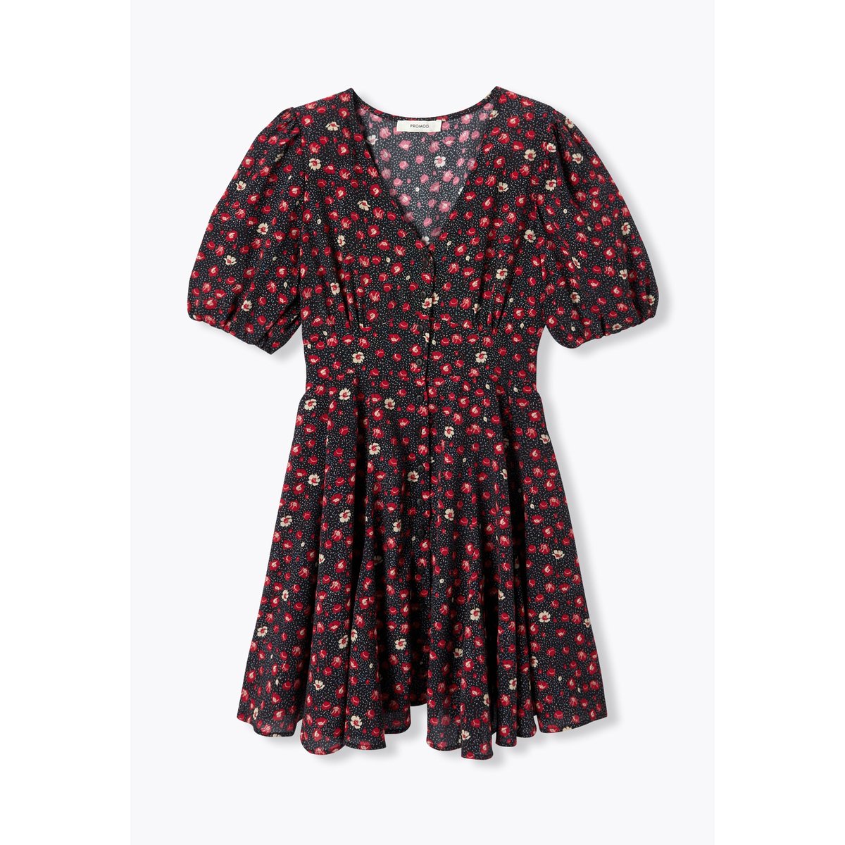 Robe courte imprimée imprimé noir, PROMOD