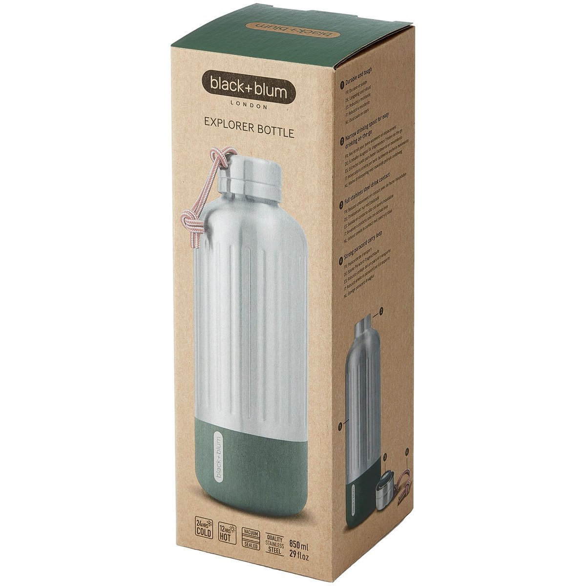 Gourde isotherme explorer en acier inoxydable olive 850 ml gris, BLACK + BLUM