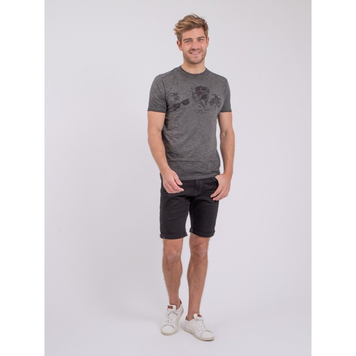 T-shirt Manches Courtes Col Rond Pur Coton Noumarty gris, RITCHIE