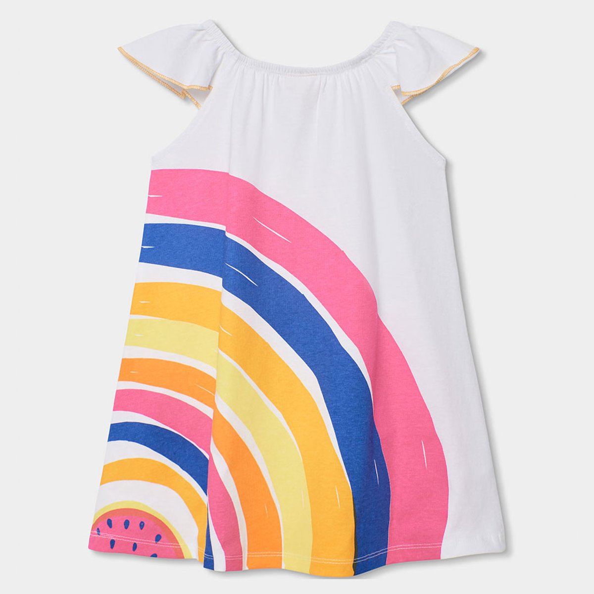 Robe coton imprimé arc-en- pour fille blanc, BOBOLI