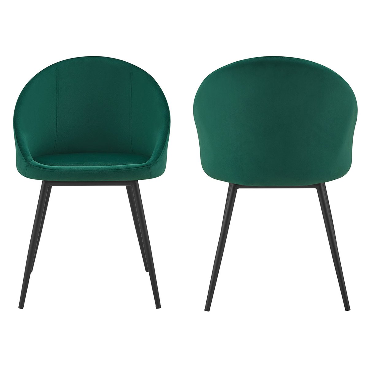 Lot de 2 chaises en velours, DIANE vert, noir, HAPPY GARDEN