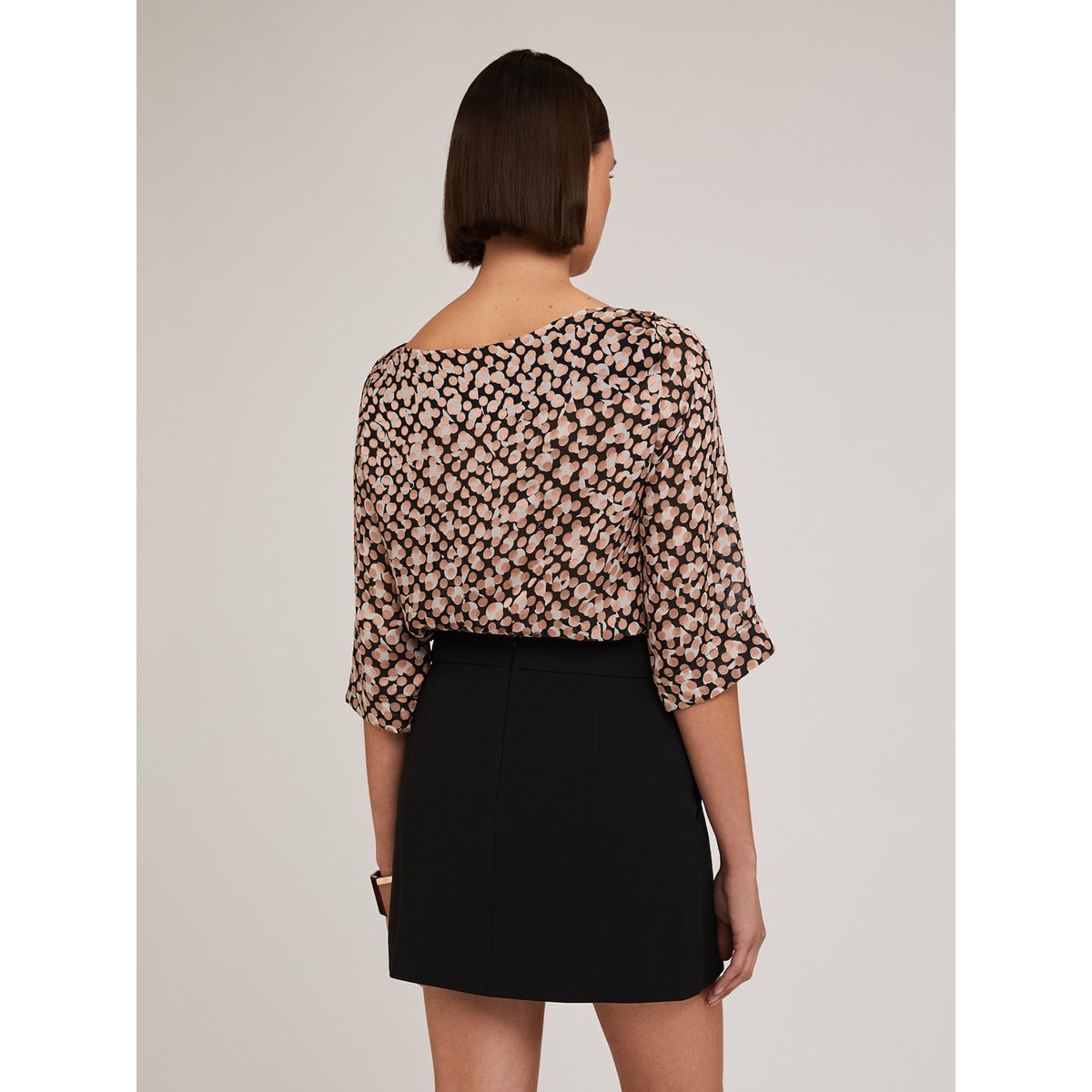Blouse à imprimé dévoré à pois rose, MOTIVI