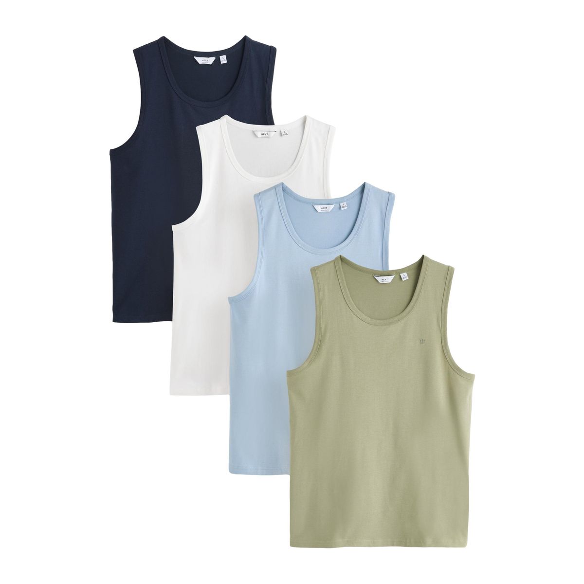 Débardeur trident, lot de 4 blanc / vert / marine / bleu, NEXT