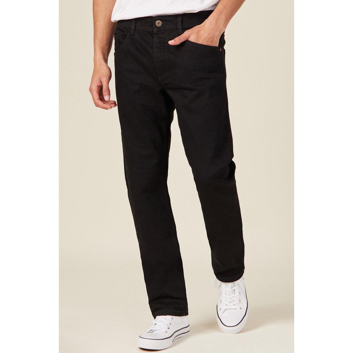 Jeans straight longueur 32 denim noir, BONOBO