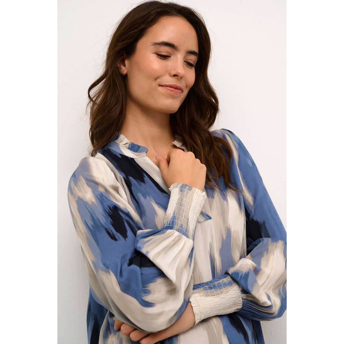 Dress bleu imprimé blue abstract print, KAFFE