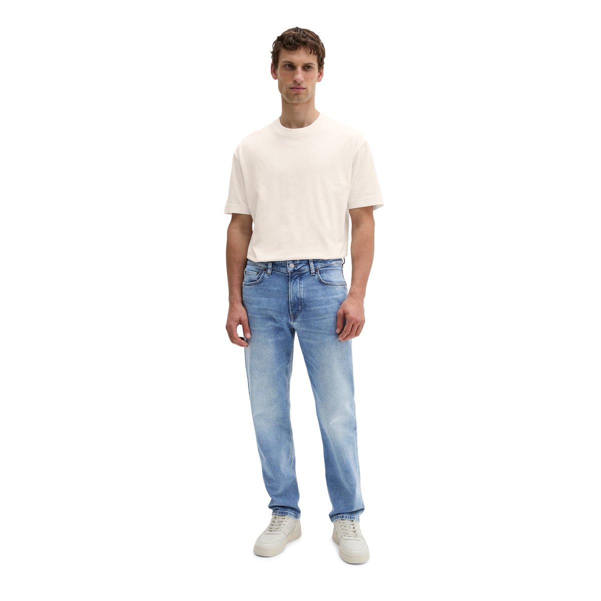 Jeans modèle Kalmo droit en coton bio mélangé bleu clair, MARC O'POLO