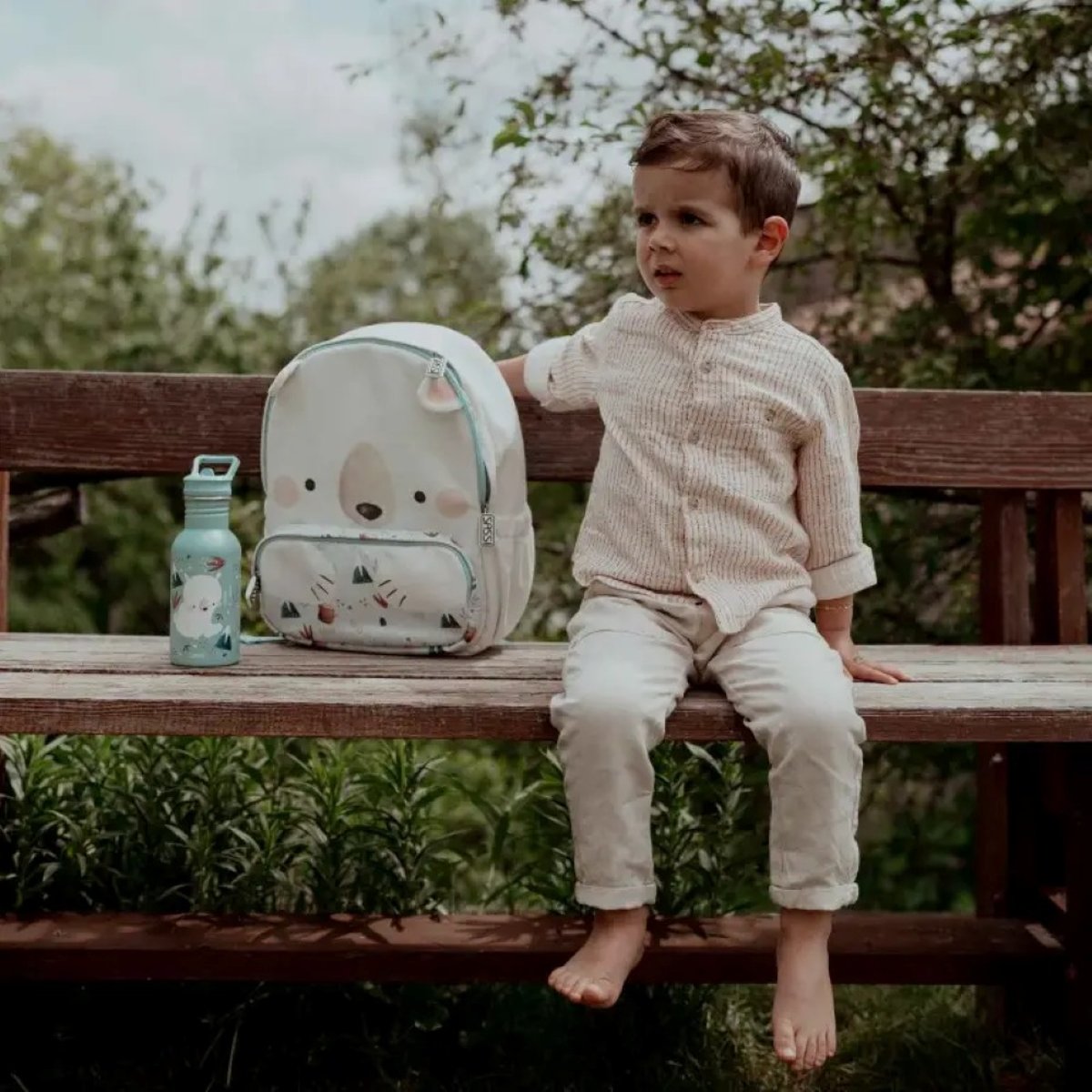 Sac à dos enfant format A4 ours blanc, SASSI JUNIOR