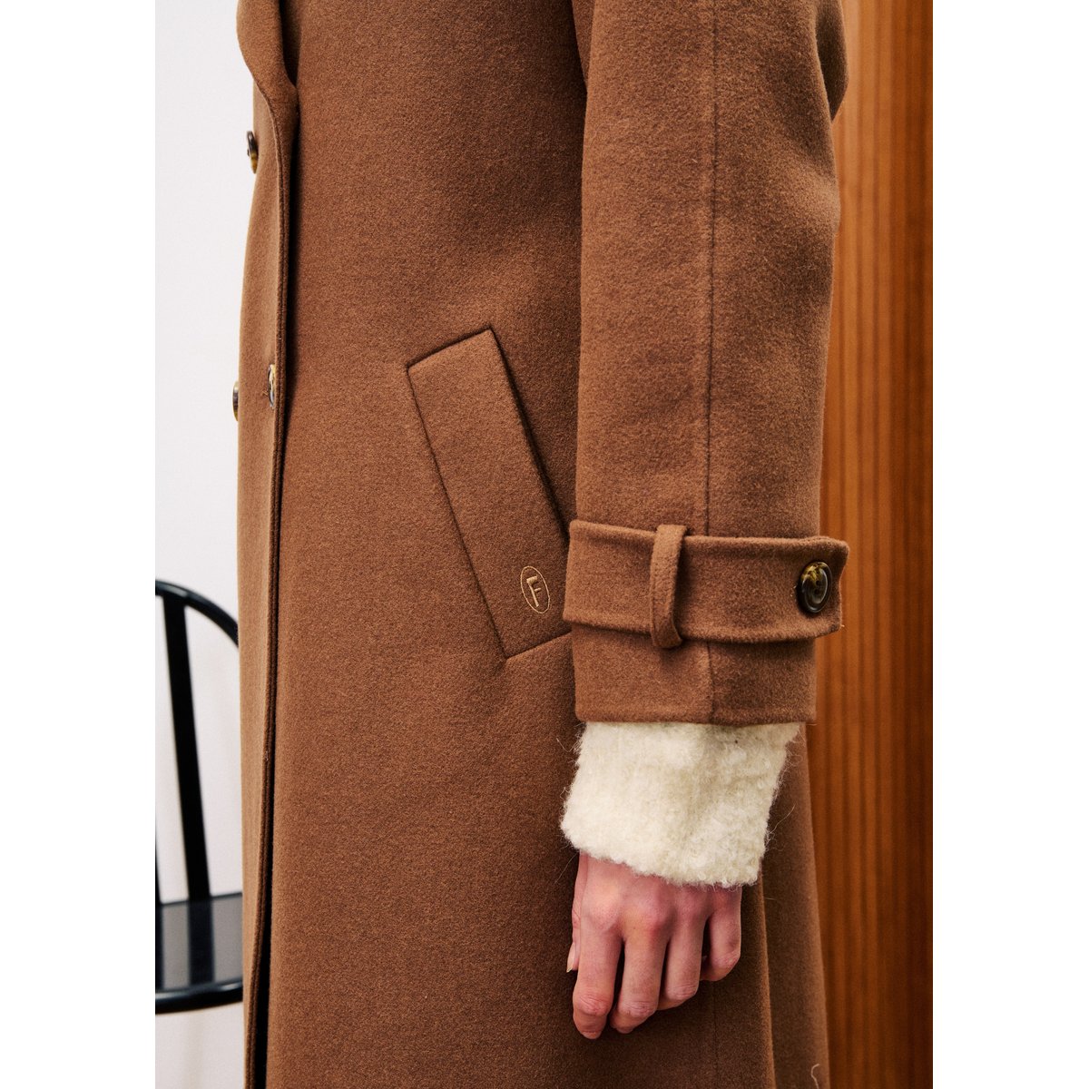 Manteau en laine LABE camel, FRNCH