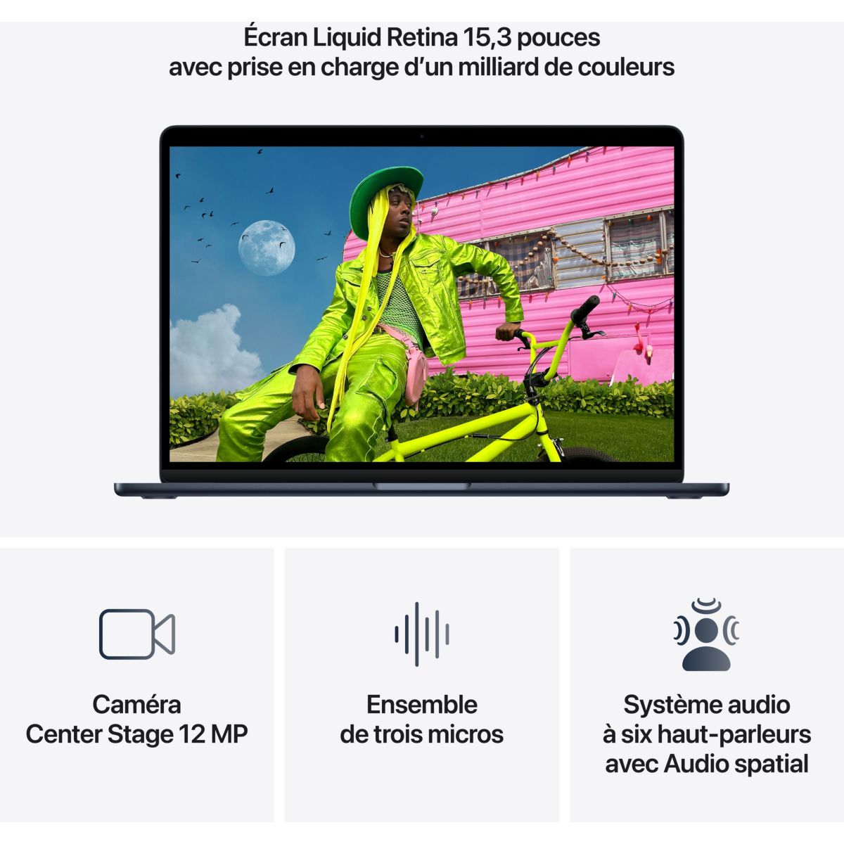 Ordinateur Apple Air 13" Puce M5 CPU 10 / GPU 10 coeurs Mémoire RAM 24Go Stockage 1To SSD Minuit couleur unique, APPLE