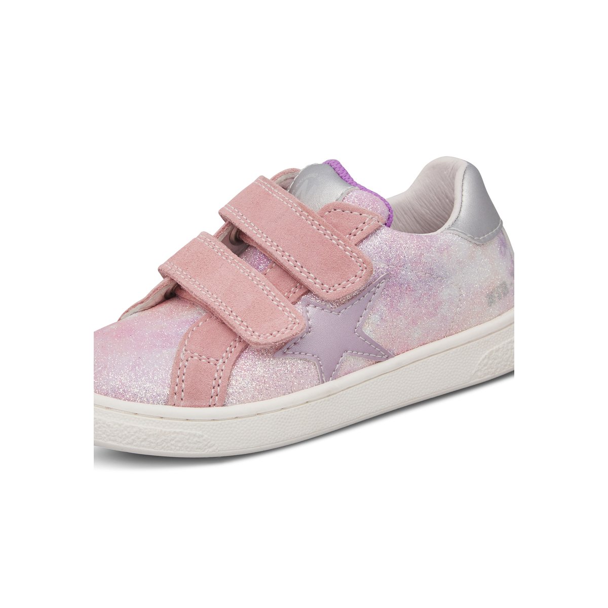 Baskets en cuir et en daim PINN VL. rose-lilas, NATURINO