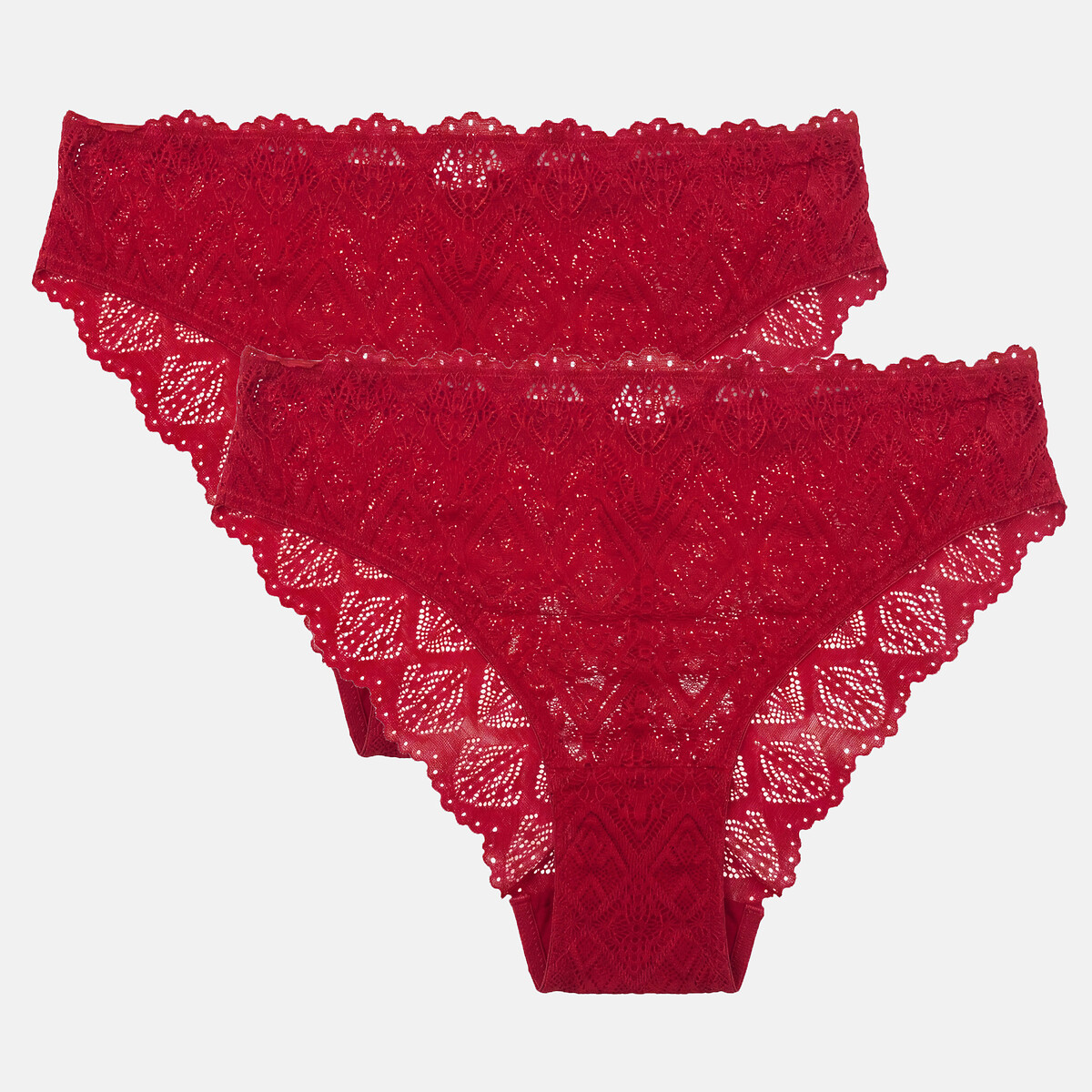 Lote de 2 braguitas de encaje, Lison rojo, LA REDOUTE COLLECTIONS