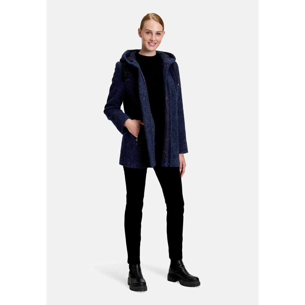 Veste en laine à capuche moonlight blue melange, GIL BRET