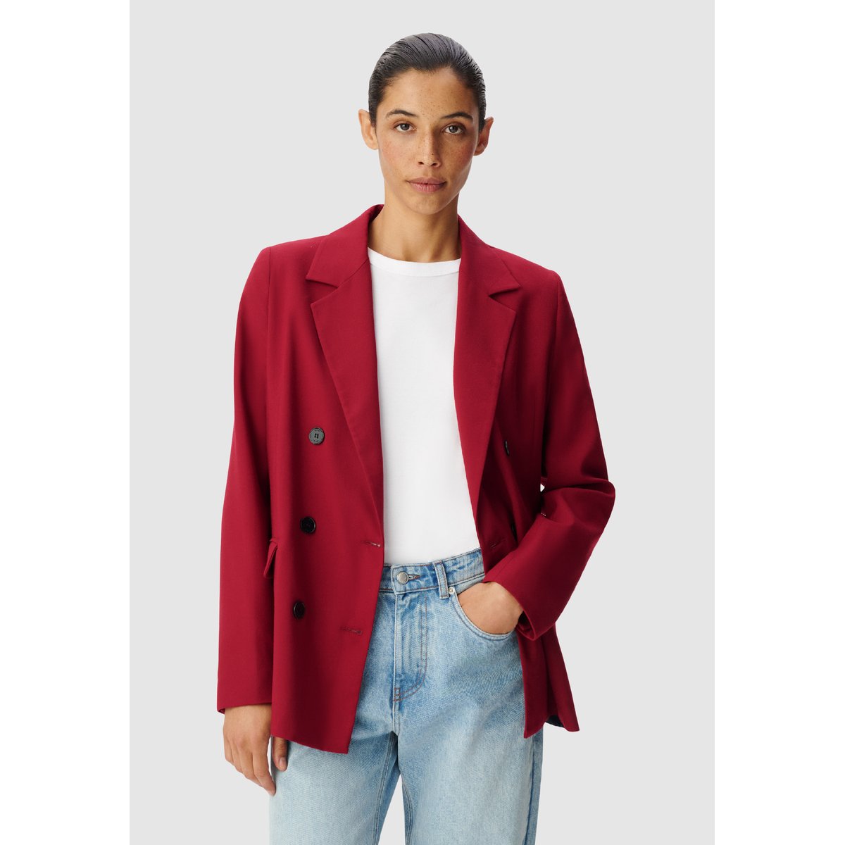 Veste de tailleur boutonnage croisé rouge foncé, IKKS