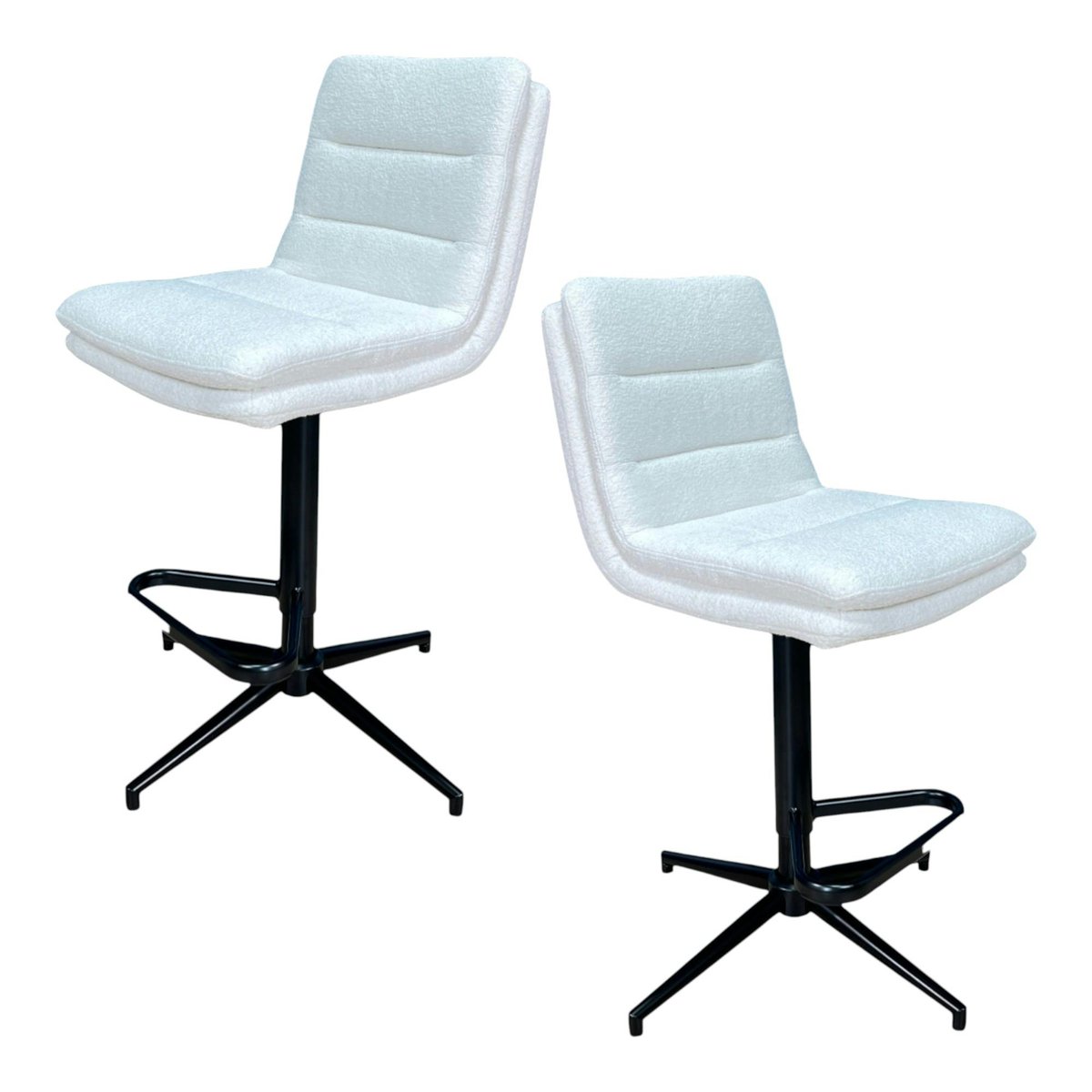 Chaise de bar en bouclettes blanches réglable en hauteur (lot de 2) PALERME blanc, PIER IMPORT