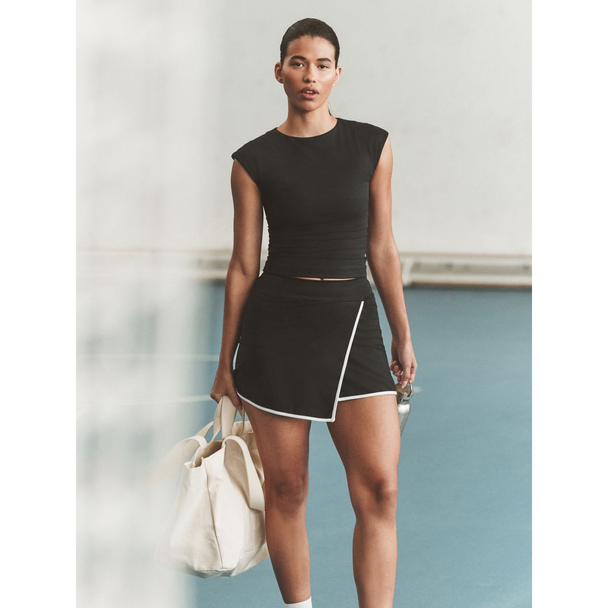 Jupe-short de padel active sports noir, NEXT