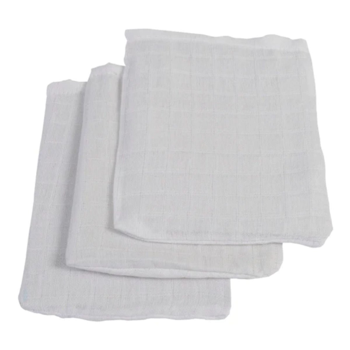 Lot de 3 gants de toilette gaze de coton Blanc blanc, JOLLEIN