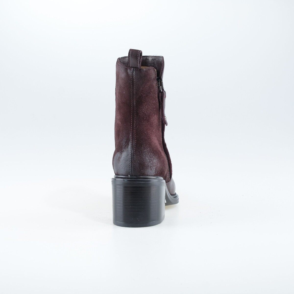 Botines de puntera afilada con cremallera, de piel castaña, MJUS