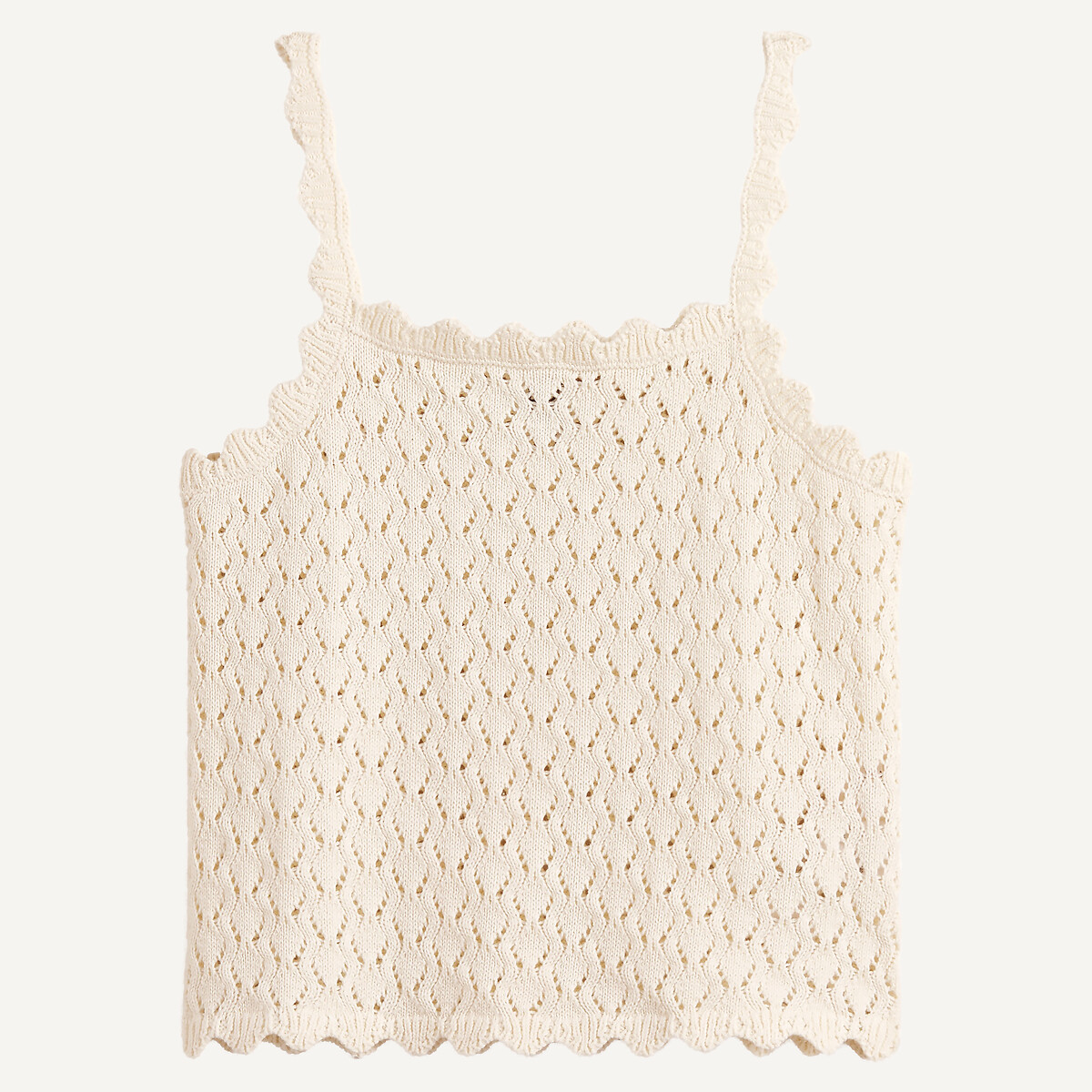 Tanktop in ajourtricot met fijne schouderbandjes ecru, LA REDOUTE COLLECTIONS