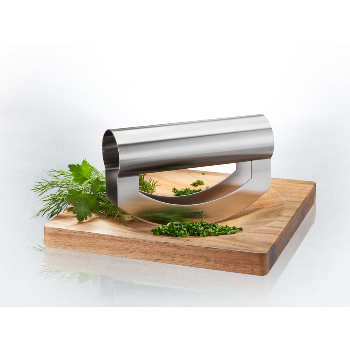 Set hachoir berceuse et planche à découper argent / métallique, GEFU