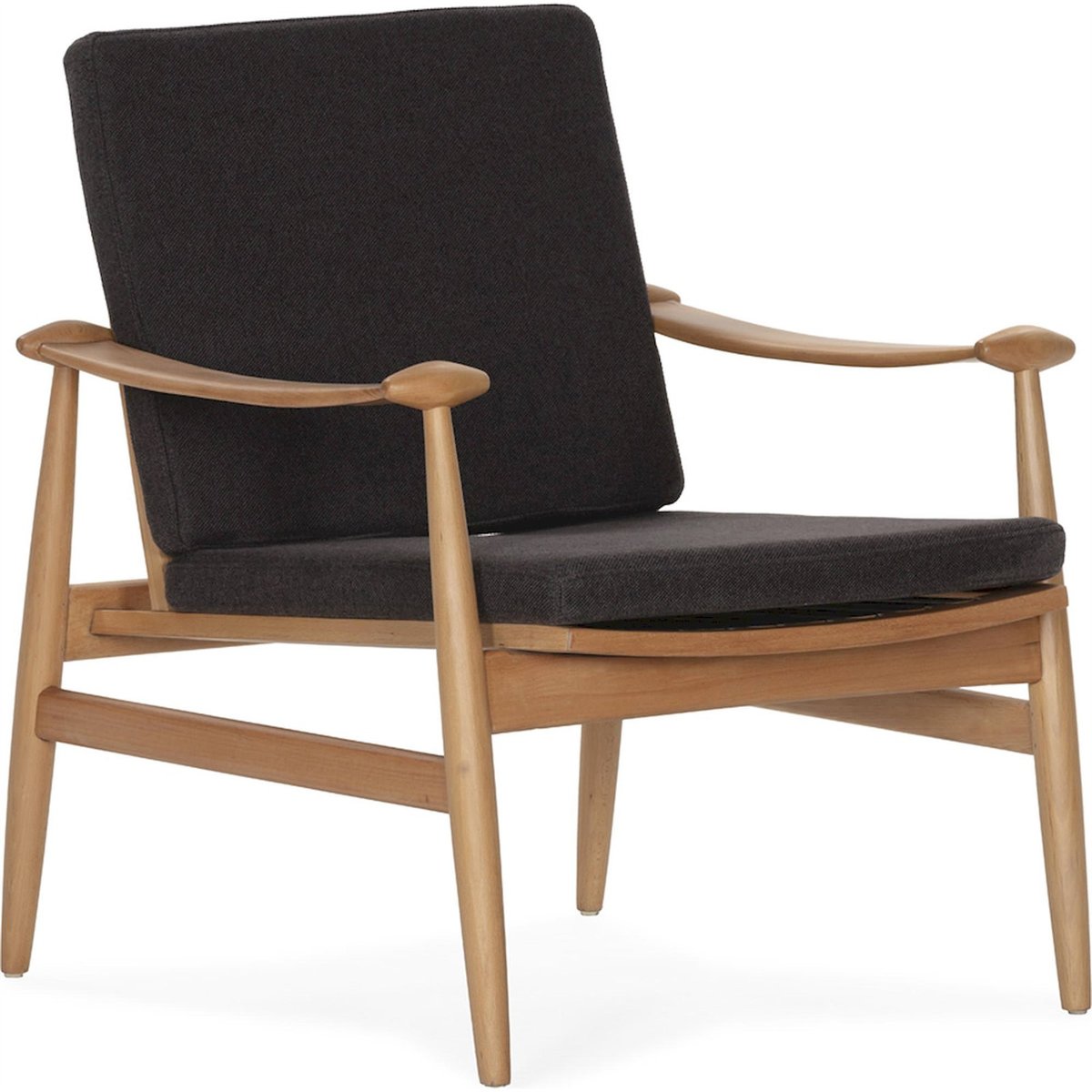 Fauteuil en hêtre et tissu tissé naturel et noir, RECOLLECTION