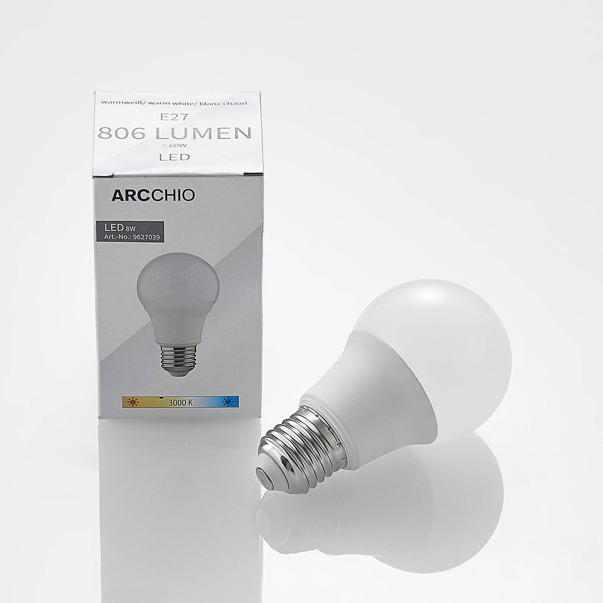 Ampoule E27 LED, E27 LED 8W couleur unique, ARCCHIO