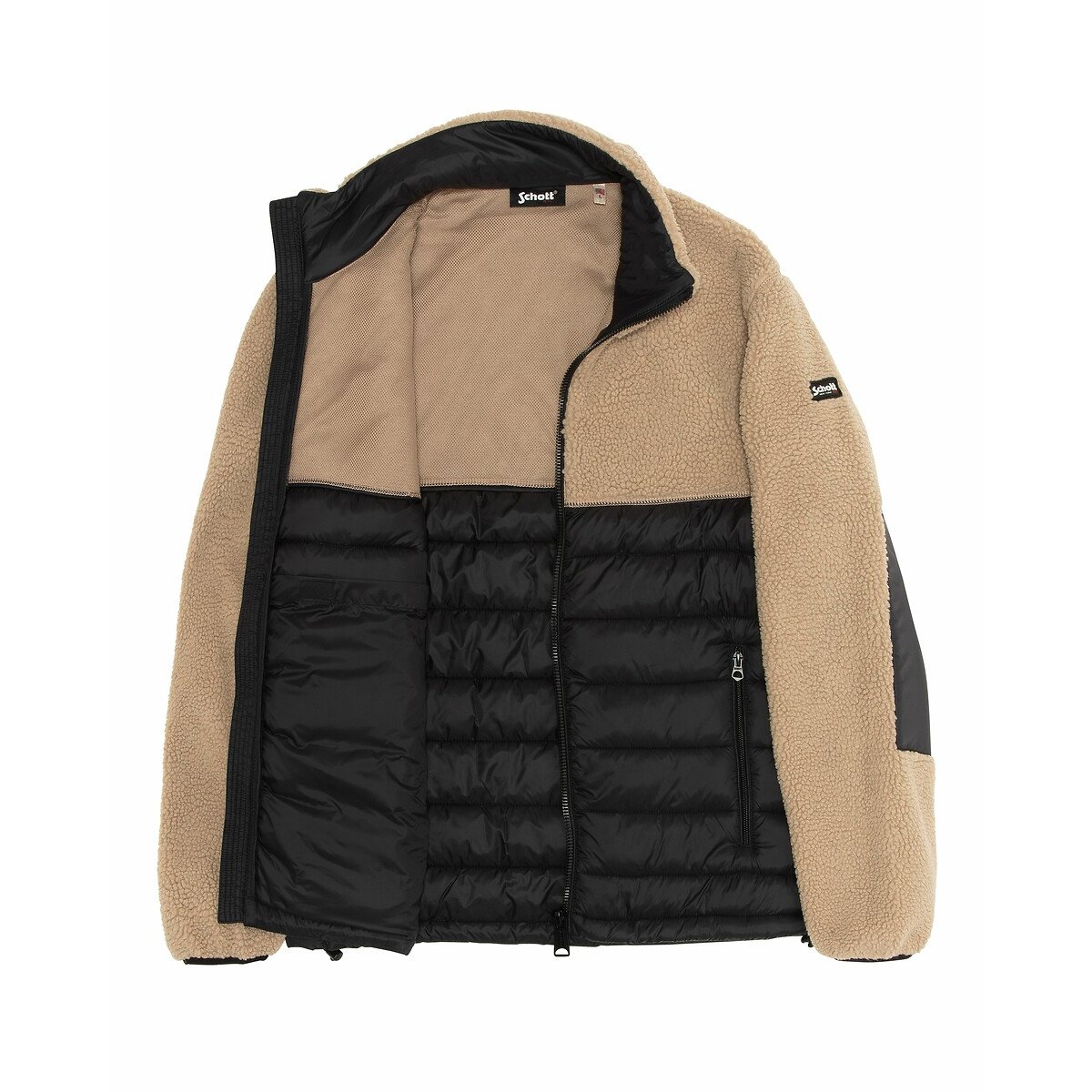 Brighton1 Hybrid Sherpa Padded Jacket black+beige, SCHOTT