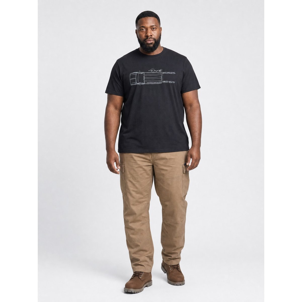 T-shirt grande taille à motif relief morrison noir deep black, PETROL INDUSTRIES