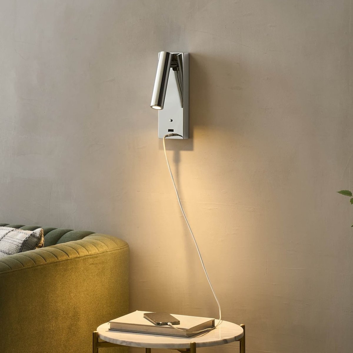 Applique liseuse avec ports USB - TOFINO argenté / chromé, KOSILUM