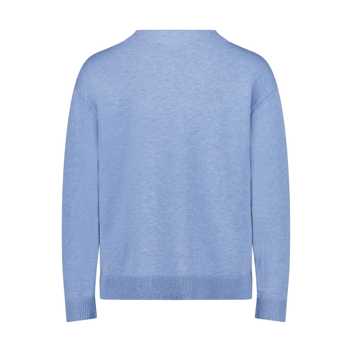 Pull-over en maille basique à col droit middle blue melange, BETTY BARCLAY