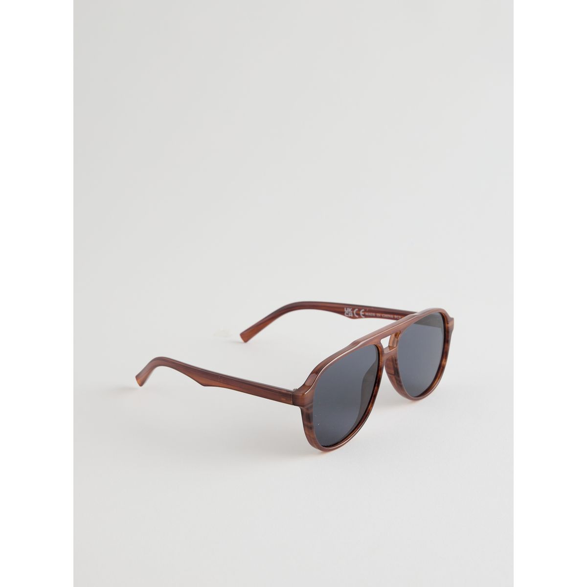 Lunettes de soleil épaisses style aviateur corne brun miel, NEXT
