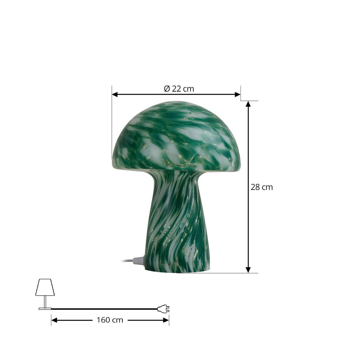 Lampe à poser en verre moderne, Hubi vert, blanc, LINDBY