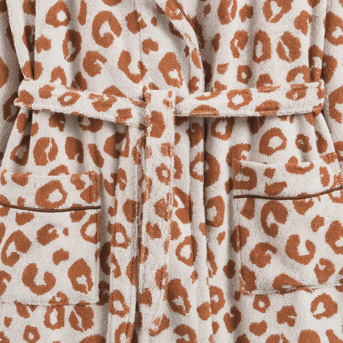 Albornoz con cuello cruzado, tejido de rizo de 400 g, ZANI estampado de leopardo, LA REDOUTE INTERIEURS