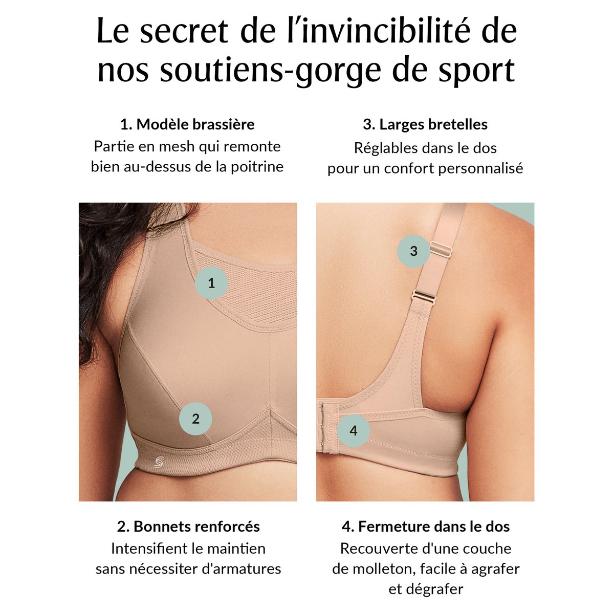 Brassi Glamorise Sport Anti-Rebondissements rose guimauve, GLAMORISE