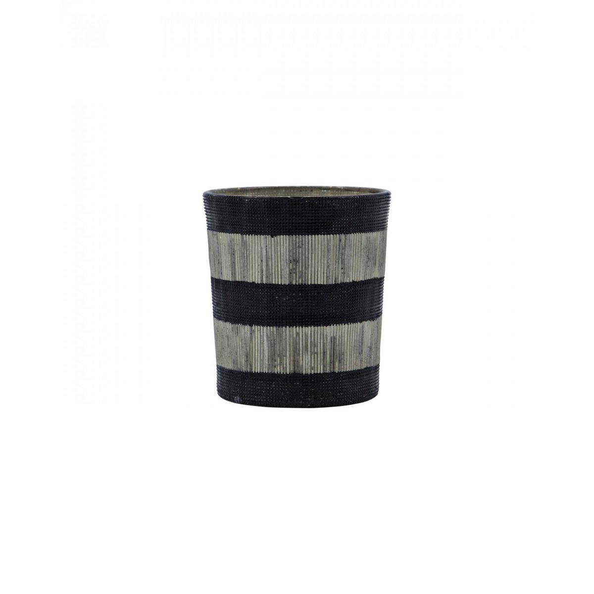 Lot de 2 photophores Stripe 8x9 cm noir, blanc cassé, HOUSE DOCTOR