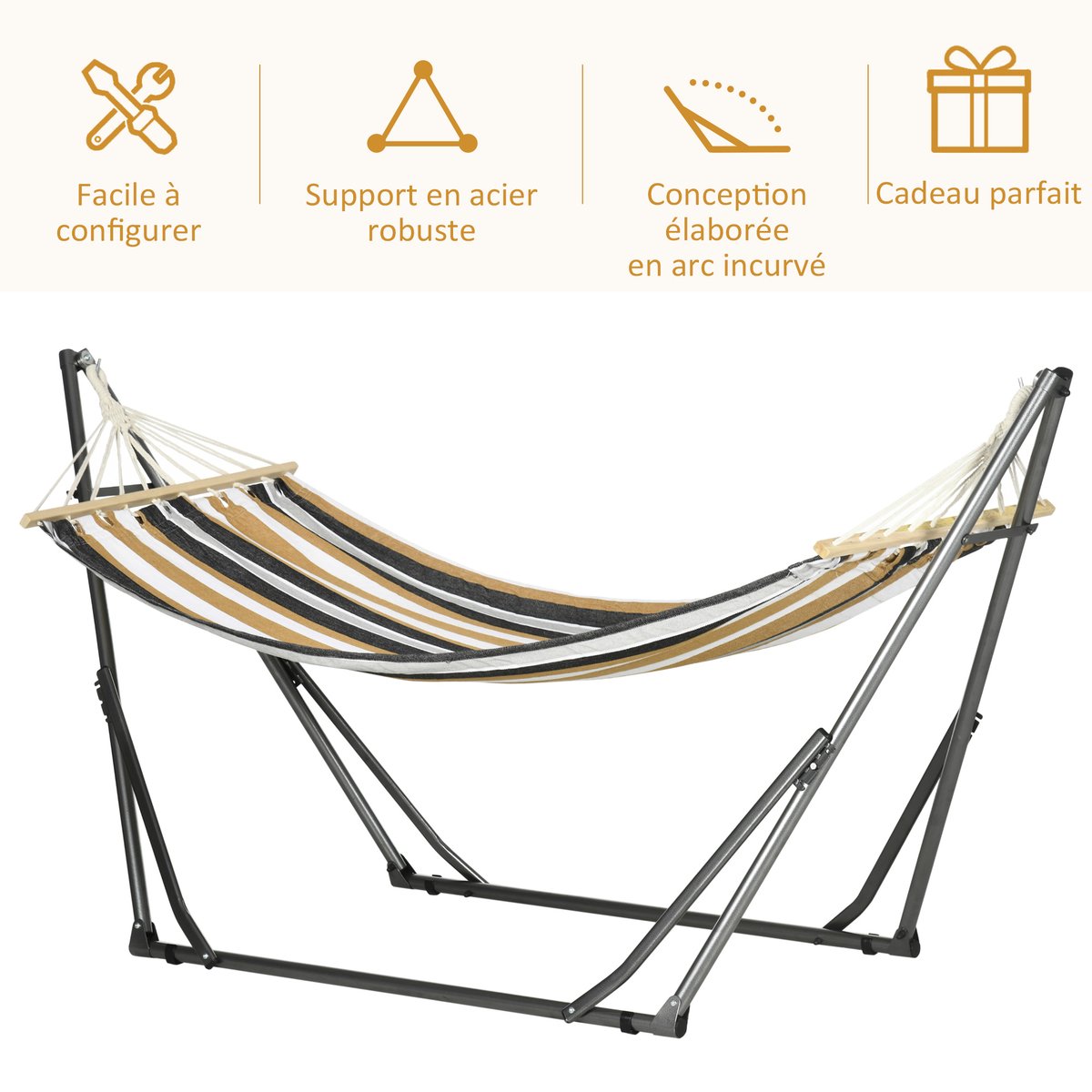 Hamac Acier Gris marron, OUTSUNNY