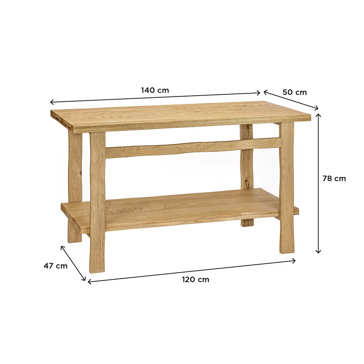 Meuble double vasque sur pieds 140cm en chêne massif esprit établi OFICIO chêne, MOB IN