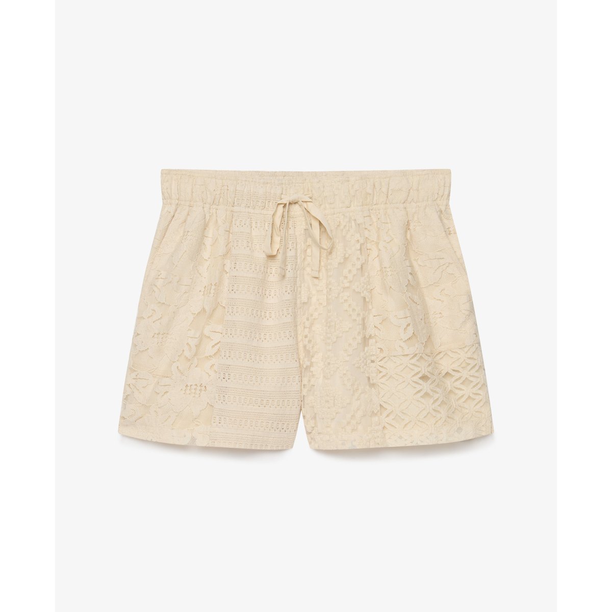 Short de Plage en Dentelle Coupe Décontractée écru poudré, SUPERDRY
