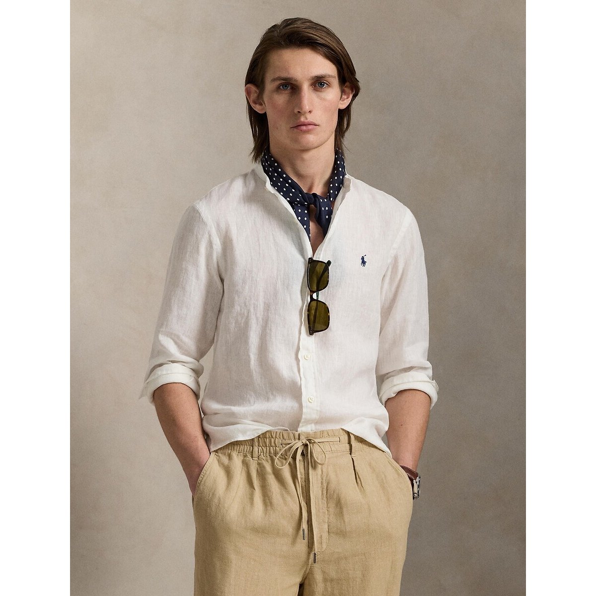 Chemise slim en lin ecru, POLO RALPH LAUREN