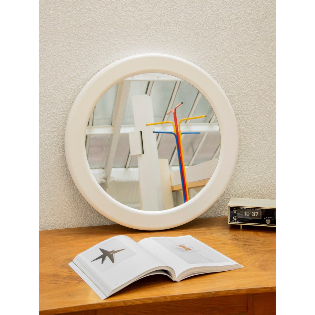 Miroir rond en plexiglass crème Igor N°1190 - Bon état crème, DEBONGOUT