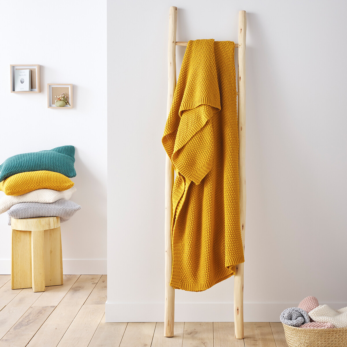 Yellow knit throw discount