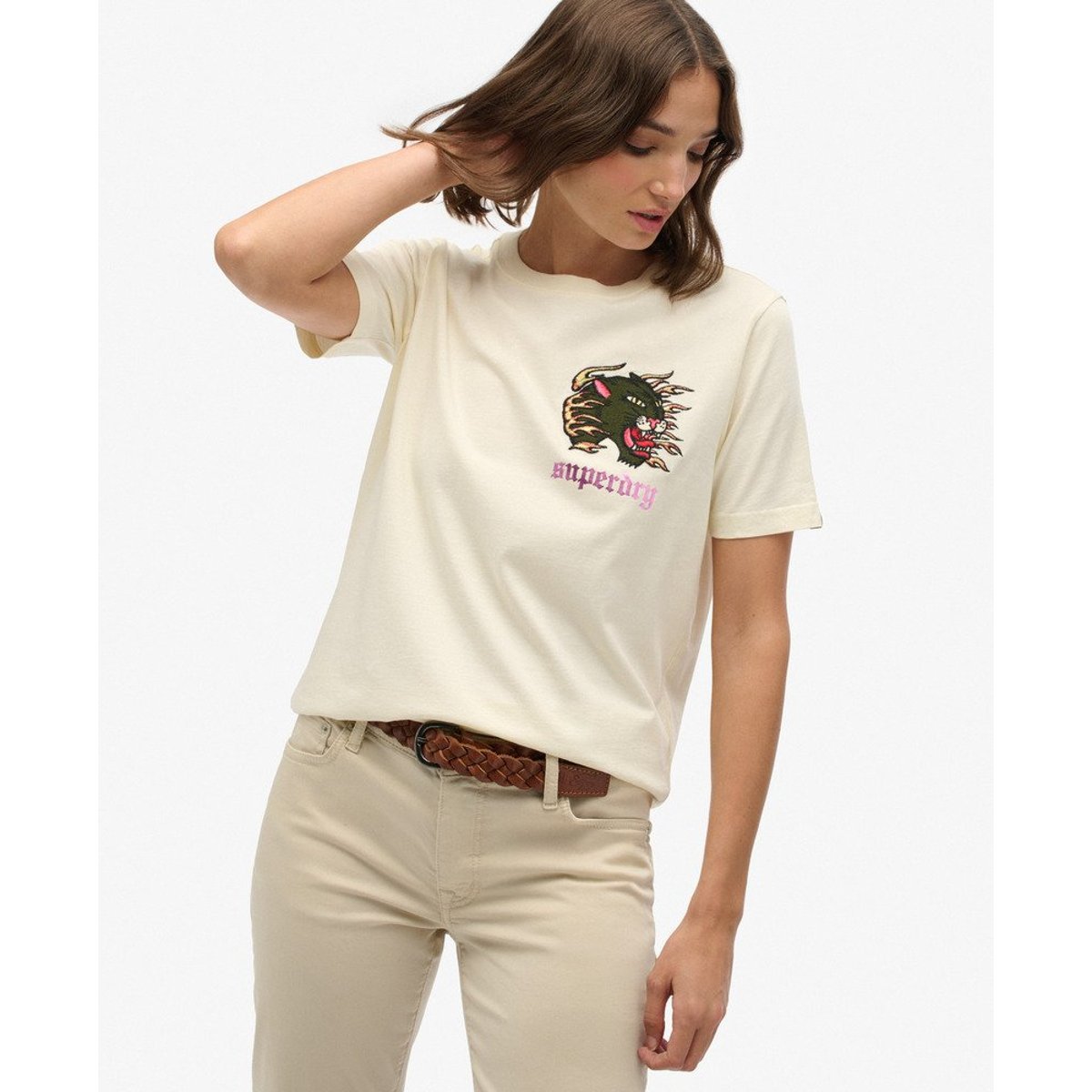 T-shirt décontracté Old School Tattoo crème, SUPERDRY