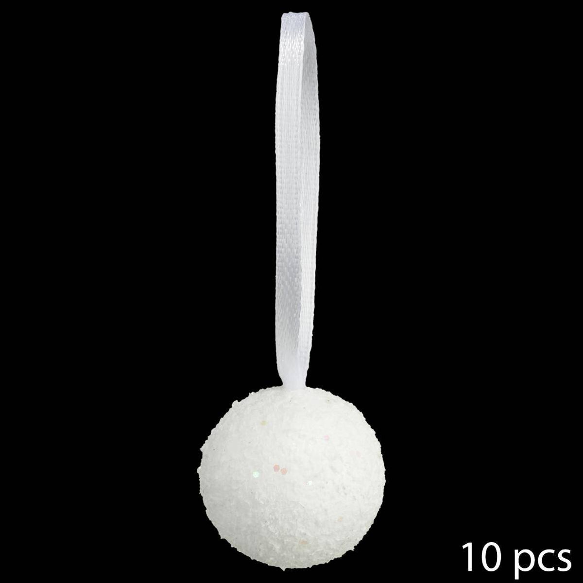 Lot de 10 boules de Noël pailletées D.6 cm blanc, FEERIC LIGHTS & CHRISTMAS