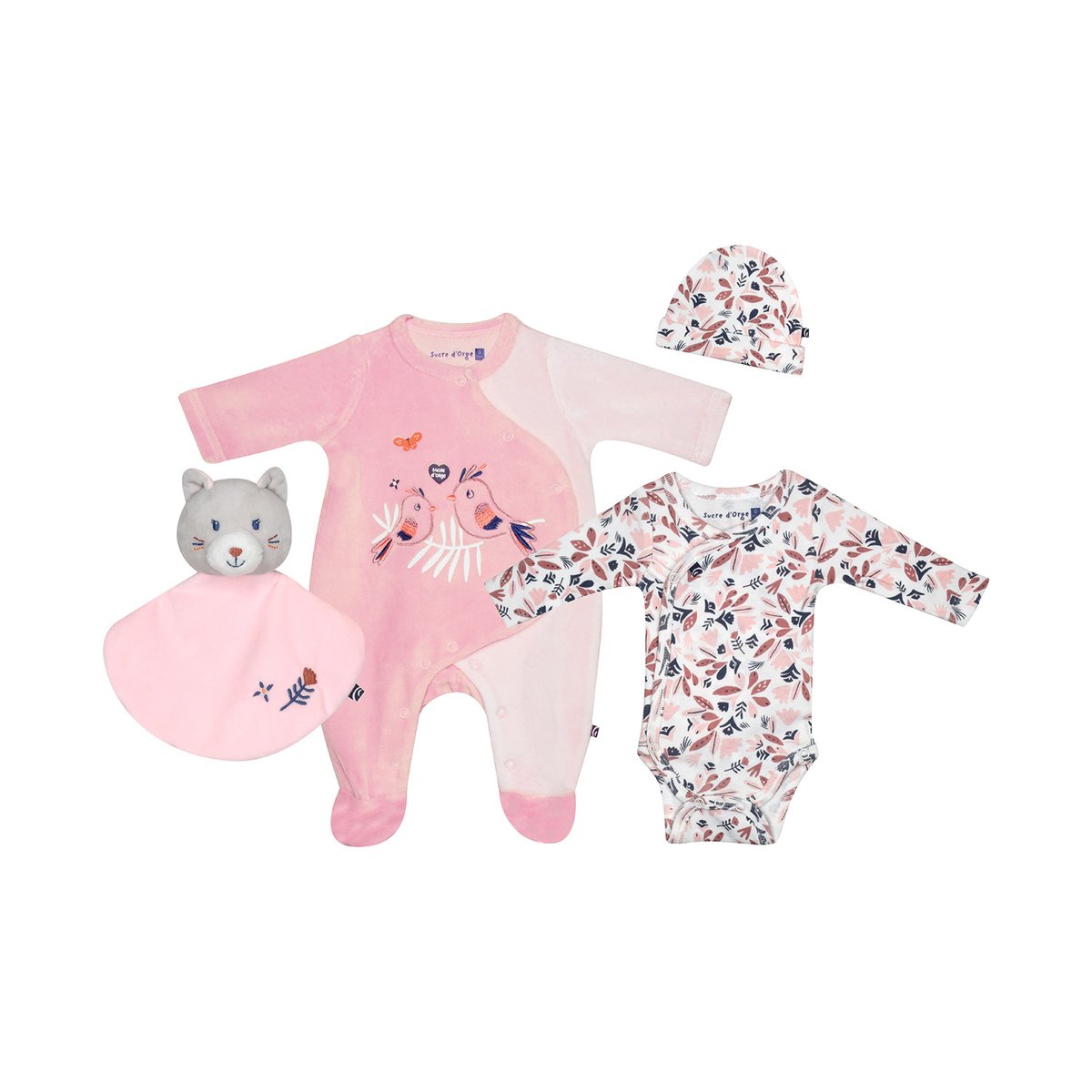 Set naissance gianna maille ouverture devant naissance rose, SUCRE D'ORGE