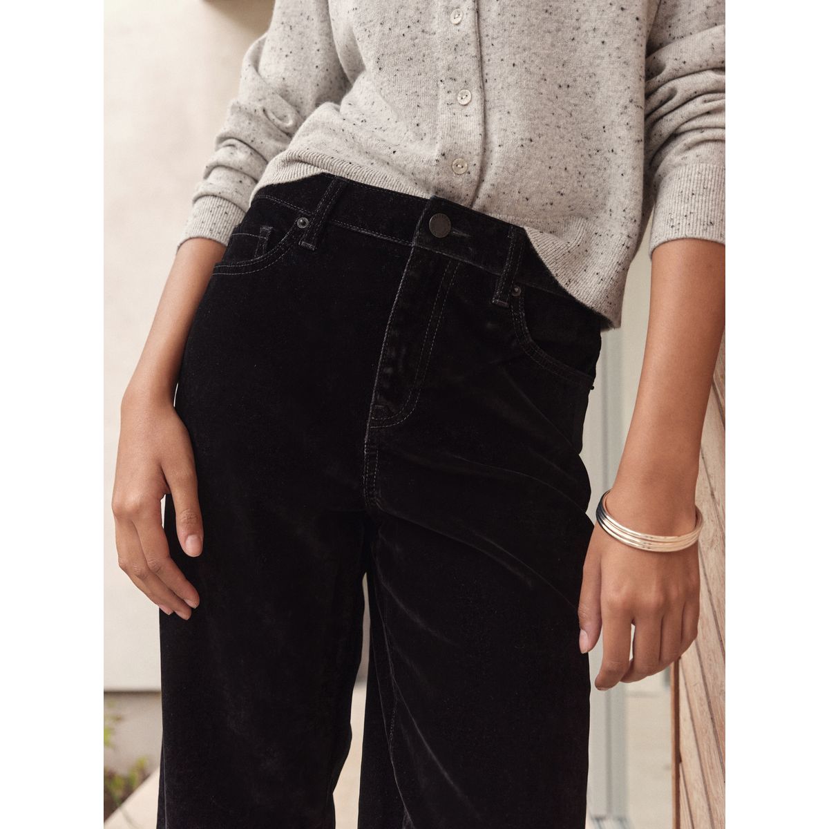 Jean large à motif floqué n. premium noir, NEXT