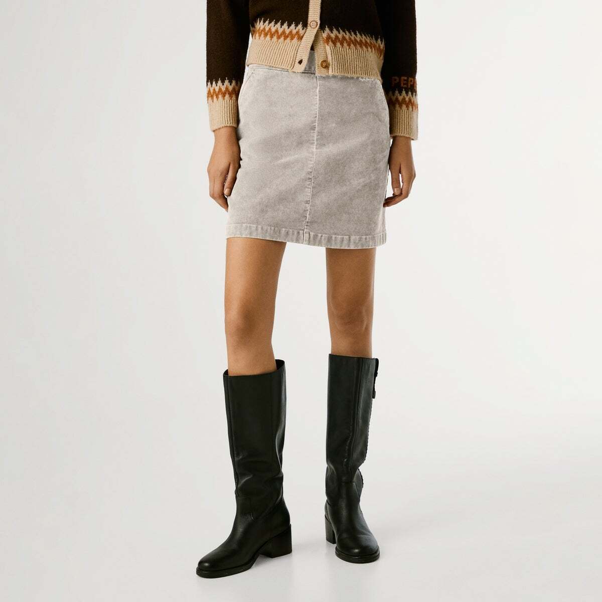 Jupe Courte En Velours Côtelé beige, PEPE JEANS
