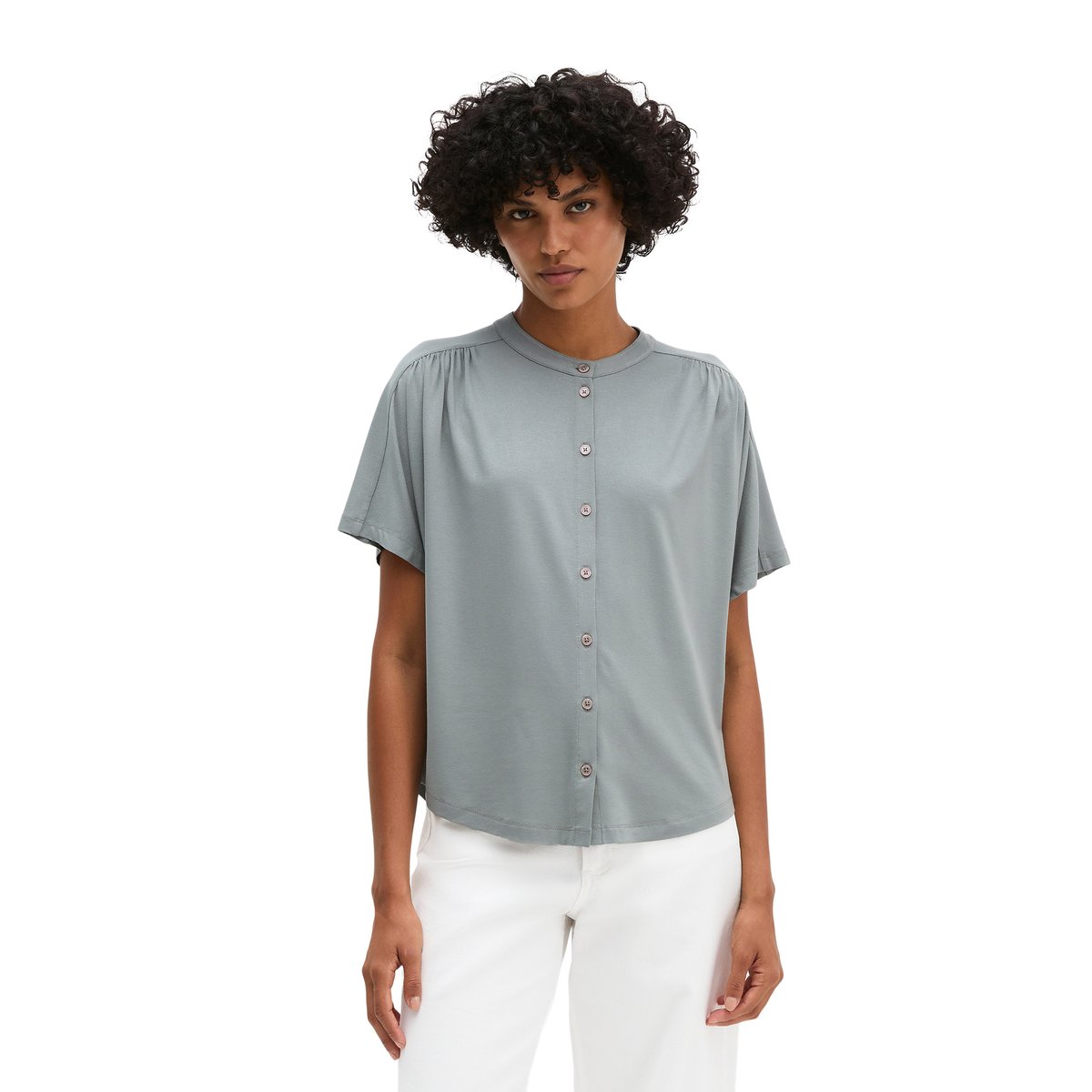 Blouse en jersey regular en LENZING™ ECOVERO™ gris, MARC O'POLO