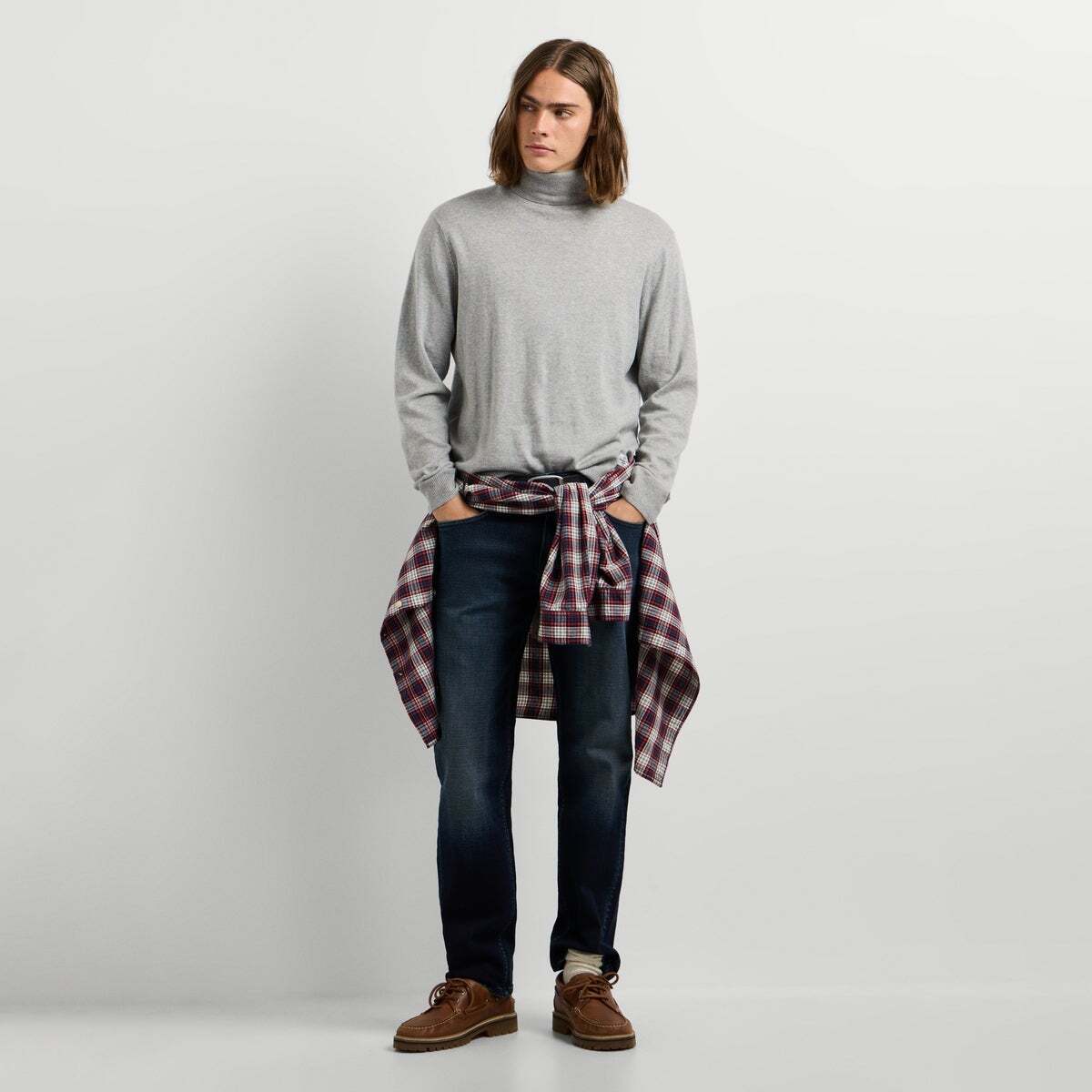 Pull Col Montant Coupe Regular En Maille gris chine, PEPE JEANS