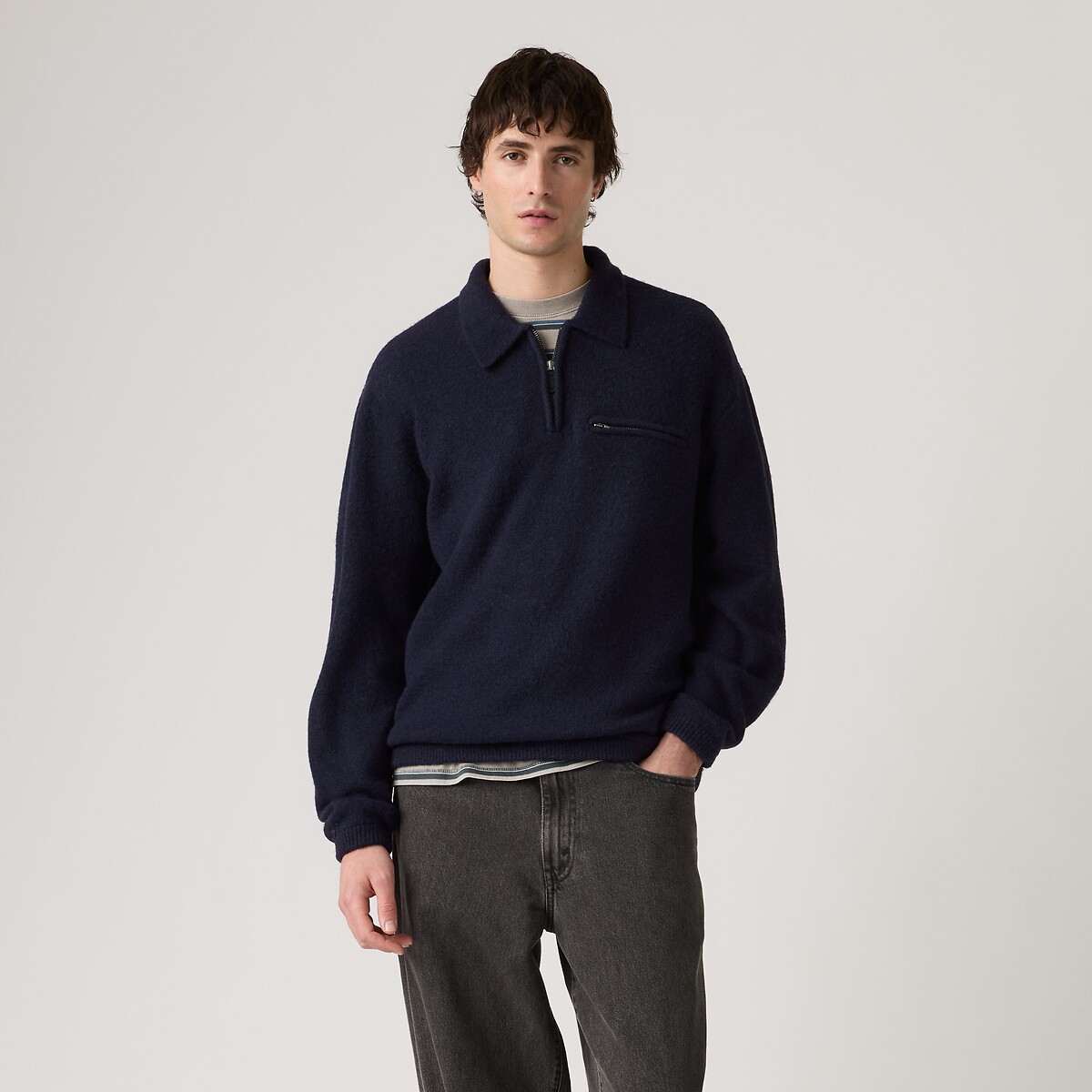 Boulder Half Zip Polo Jumper navy blue, LEVI'S