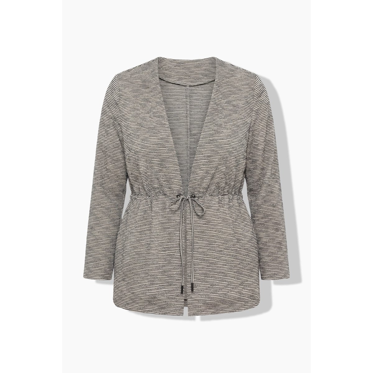 Veste avec rayures en relief gris beige, ULLA POPKEN