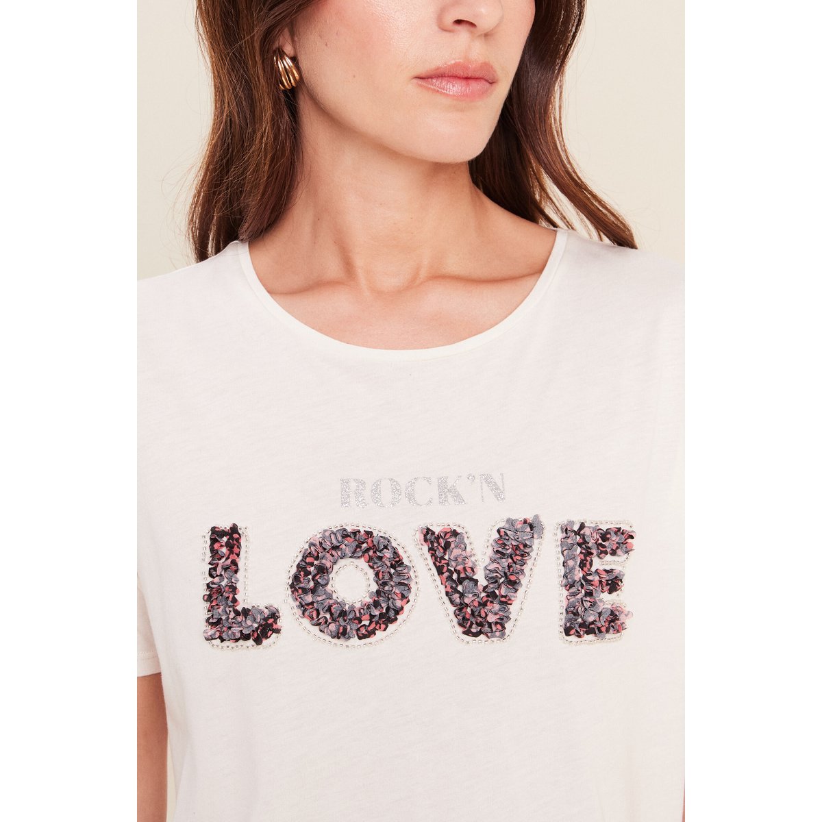 T-shirt col rond manches courtes ecru, BREAL